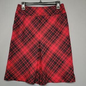 Talbots A-line Wool Blend Skirt Womens 4 Red Black Plaid Preppy Y2K Punk Core